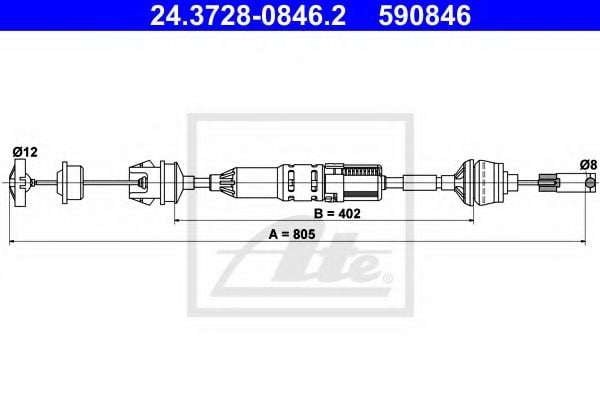 24.3728-0846.2 ATE Clutch Cable