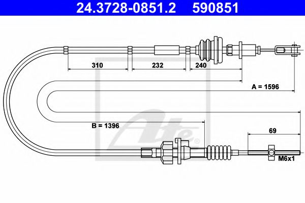 24.3728-0851.2 ATE Clutch Cable