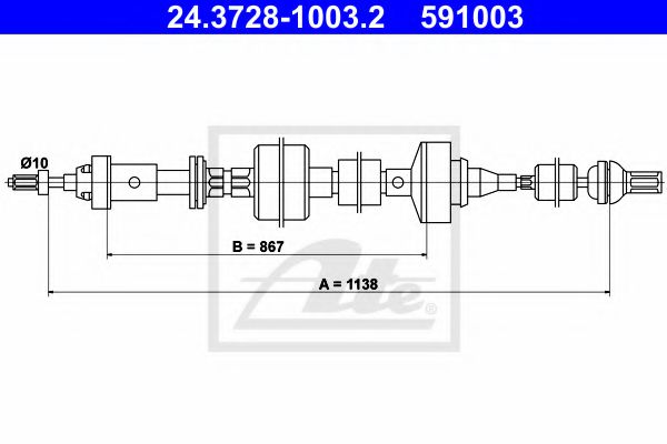 24.3728-1003.2 ATE Clutch Cable