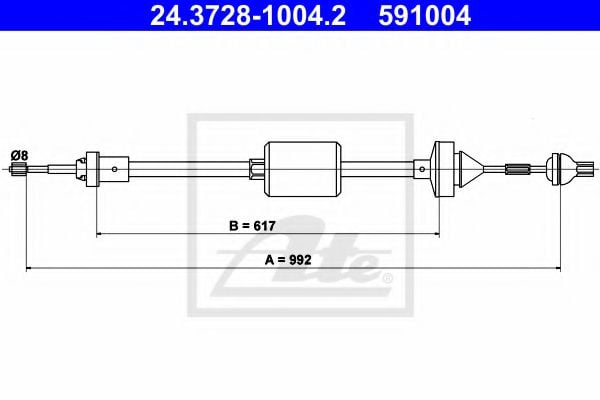 24.3728-1004.2 ATE Clutch Cable