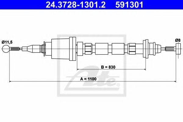 24.3728-1301.2 ATE Clutch Cable