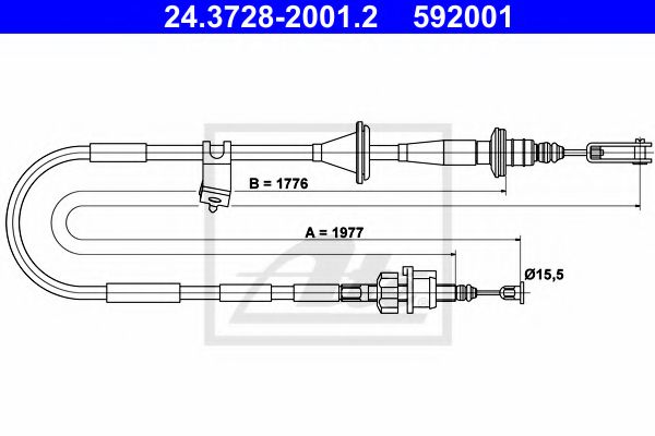 24.3728-2001.2 ATE Clutch Cable