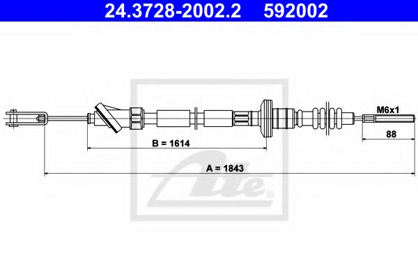 24.3728-2002.2 ATE Clutch Clutch Cable