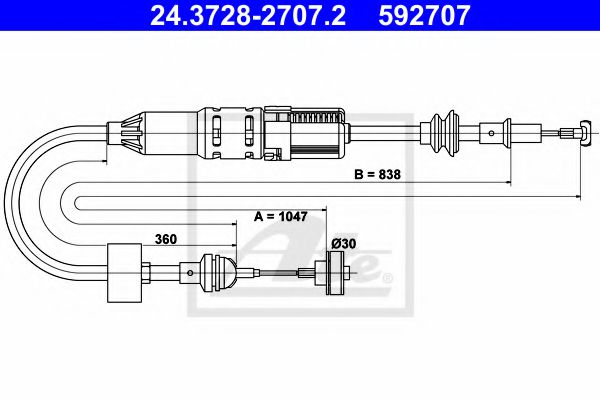 24.3728-2707.2 ATE Clutch Clutch Cable
