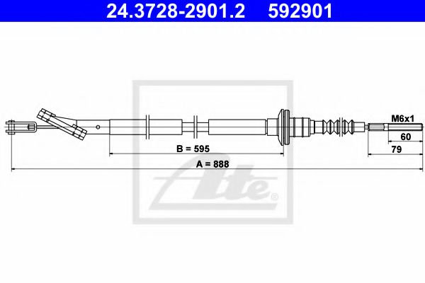 24.3728-2901.2 ATE Clutch Cable