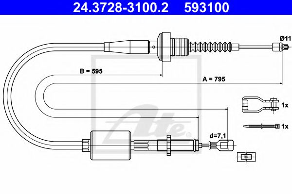 24.3728-3100.2 ATE Clutch Cable