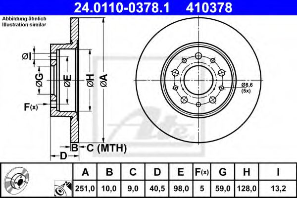 24.0110-0378.1 ATE Тормозная система Тормозной диск