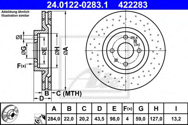 24.0122-0283.1 ATE Тормозная система Тормозной диск