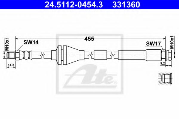 24.5112-0454.3 ATE Brake System Brake Hose