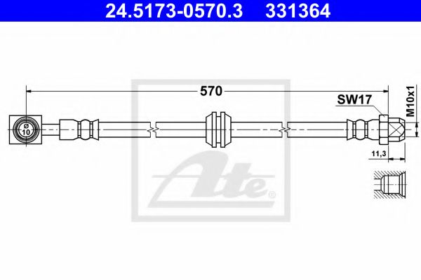 24.5173-0570.3 ATE Brake System Brake Hose