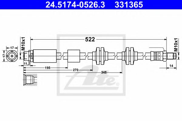 24.5174-0526.3 ATE Brake System Brake Hose