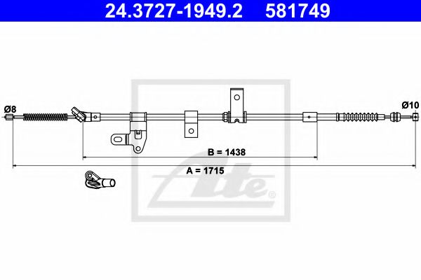 24.3727-1949.2 ATE Brake System Cable, parking brake