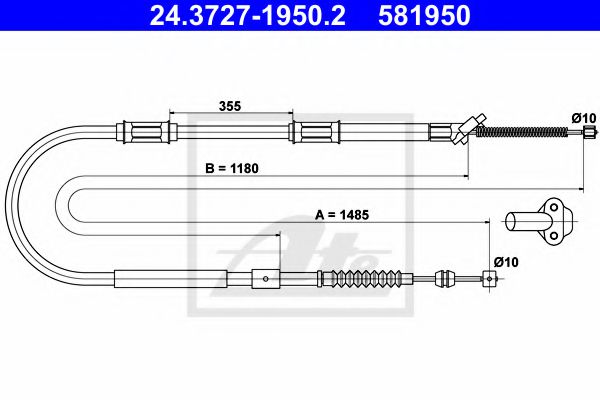 24.3727-1950.2 ATE Brake System Cable, parking brake