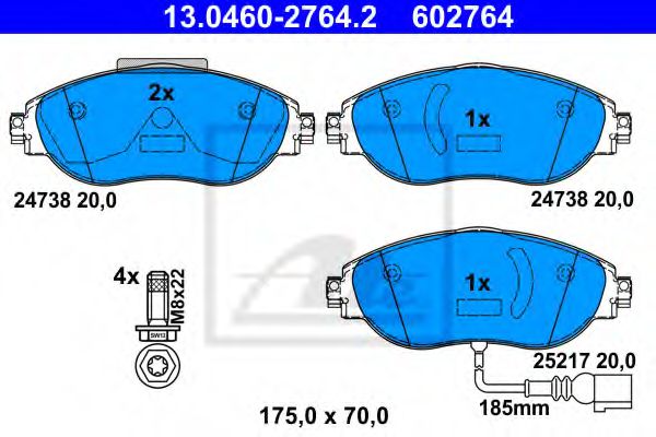 13.0460-2764.2 ATE Brake System Brake Pad Set, disc brake