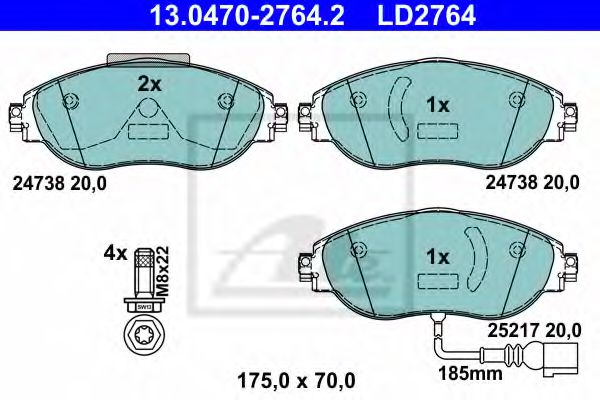 13.0470-2764.2 ATE Brake System Brake Pad Set, disc brake
