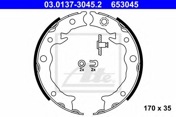 03.0137-3045.2 ATE Brake System Brake Shoe Set, parking brake