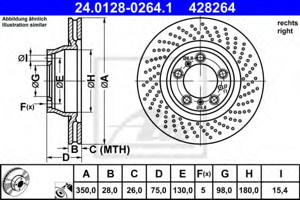 24.0128-0264.1 ATE Тормозная система Тормозной диск