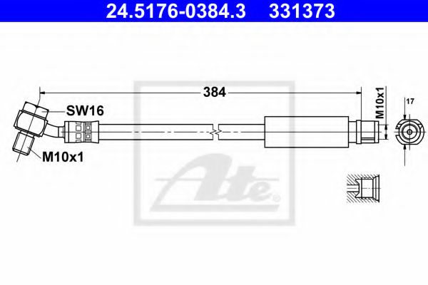 24.5176-0384.3 ATE Brake System Brake Hose