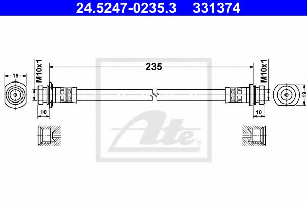 24.5247-0235.3 ATE Brake System Brake Hose
