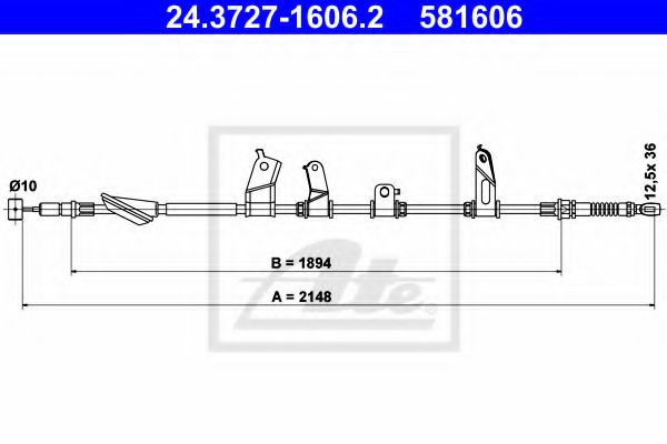 24.3727-1606.2 ATE Brake System Cable, parking brake