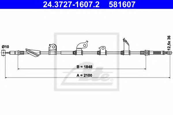 24.3727-1607.2 ATE Brake System Cable, parking brake