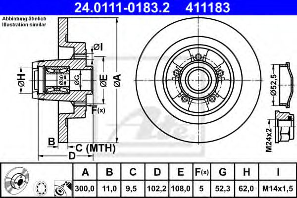 24.0111-0183.2 ATE Тормозная система Тормозной диск