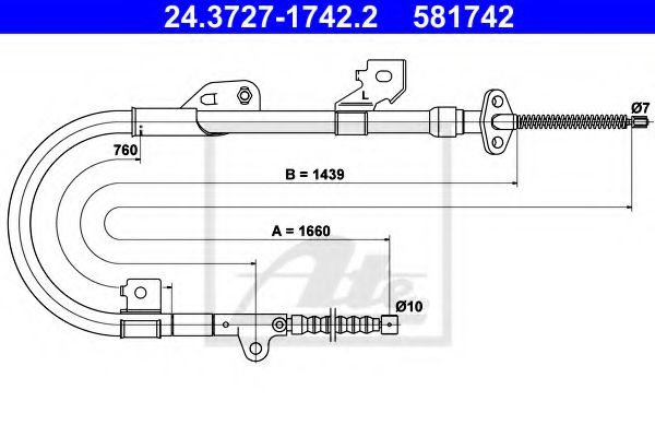 24.3727-1742.2 ATE Brake System Cable, parking brake