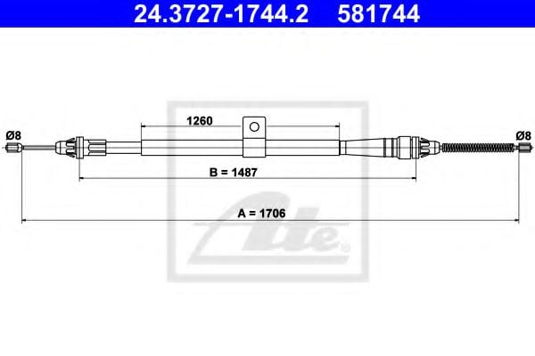 24.3727-1744.2 ATE Brake System Cable, parking brake