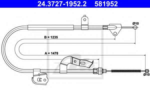 24.3727-1952.2 ATE Cable, parking brake