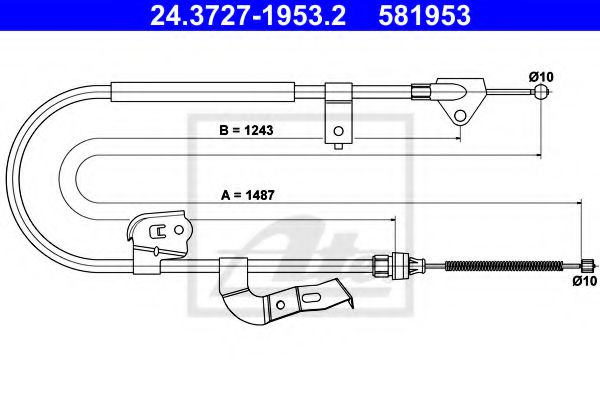 24.3727-1953.2 ATE Cable, parking brake