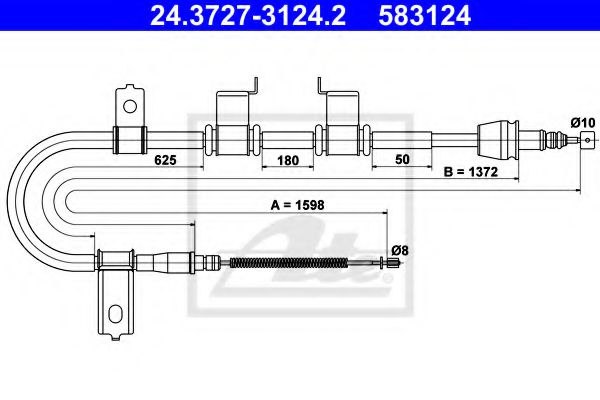 24.3727-3124.2 ATE Brake System Cable, parking brake
