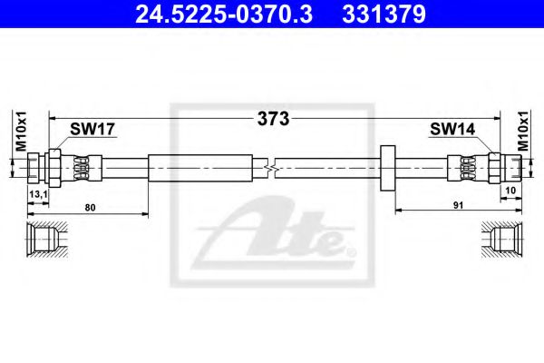 24.5225-0370.3 ATE Brake System Brake Hose
