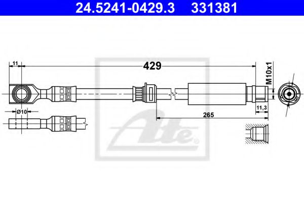 24.5241-0429.3 ATE Brake System Brake Hose