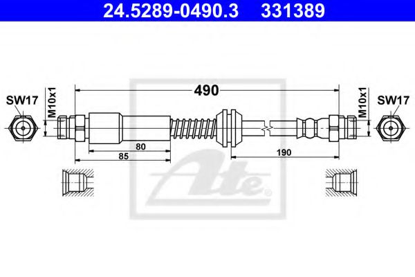 24.5289-0490.3 ATE Brake System Brake Hose