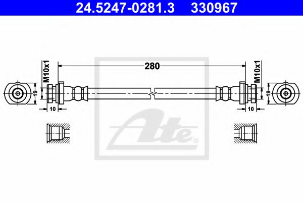 24.5247-0281.3 ATE Brake System Brake Hose