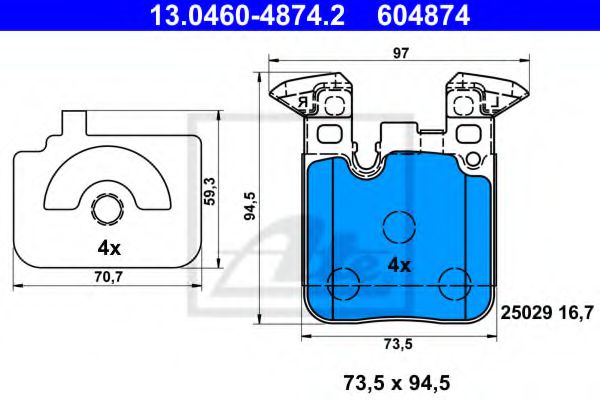 13.0460-4874.2 ATE Brake System Brake Pad Set, disc brake