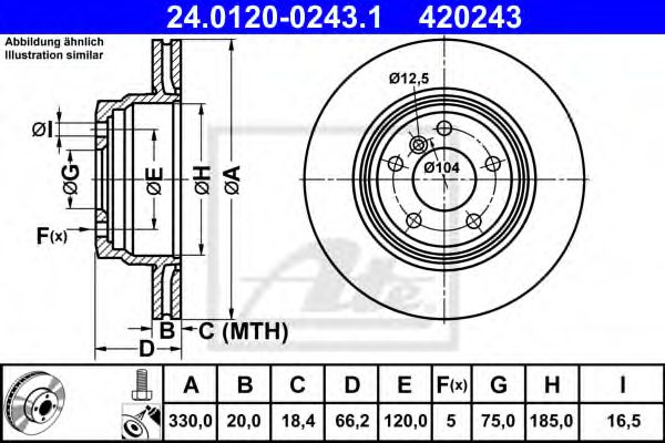 24.0120-0243.1 ATE Brake System Brake Disc