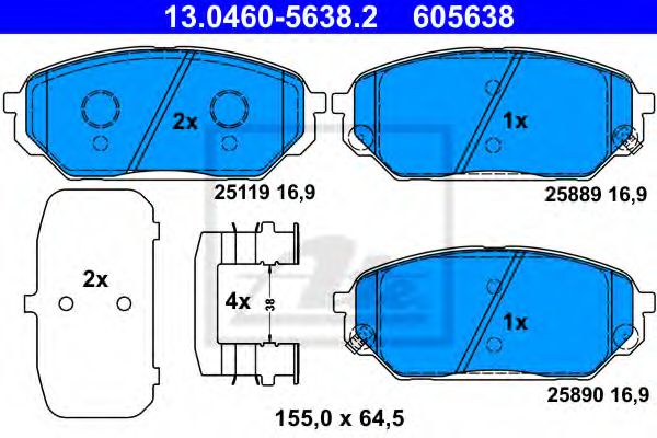13.0460-5638.2 ATE Brake System Brake Pad Set, disc brake