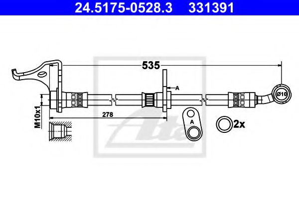 24.5175-0528.3 ATE Brake System Brake Hose