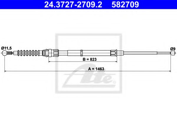 24.3727-2709.2 ATE Brake System Cable, parking brake