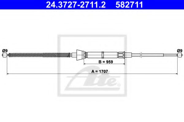 24.3727-2711.2 ATE Brake System Cable, parking brake
