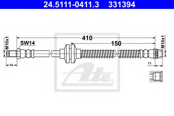 24.5111-0411.3 ATE Brake System Brake Hose