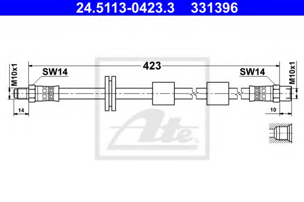 24.5113-0423.3 ATE Brake System Brake Hose