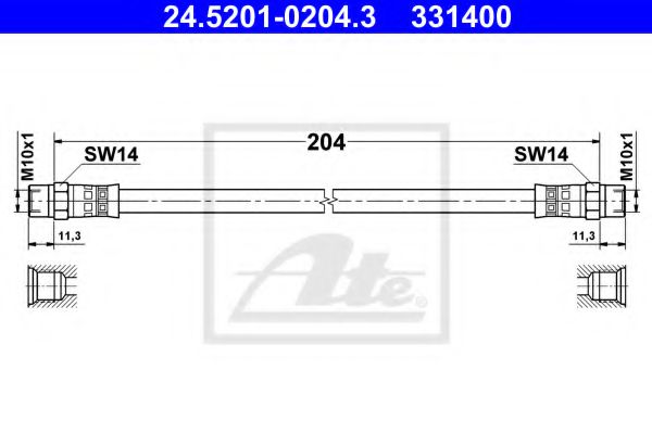 24.5201-0204.3 ATE Brake System Brake Hose