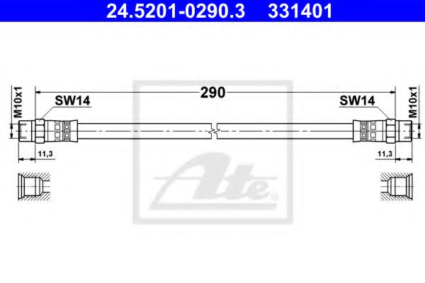 24.5201-0290.3 ATE Brake System Brake Hose