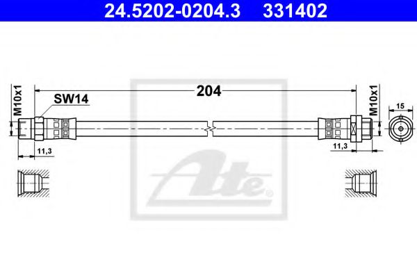24.5202-0204.3 ATE Brake System Brake Hose