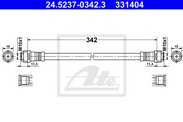 24.5237-0342.3 ATE Brake System Brake Hose