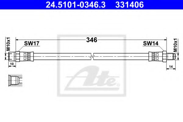24.5101-0346.3 ATE Brake System Brake Hose