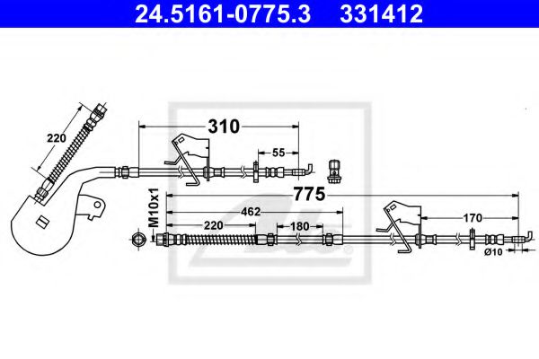 24.5161-0775.3 ATE Brake System Brake Hose