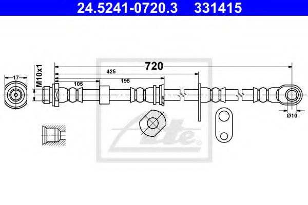 24.5241-0720.3 ATE Brake System Brake Hose